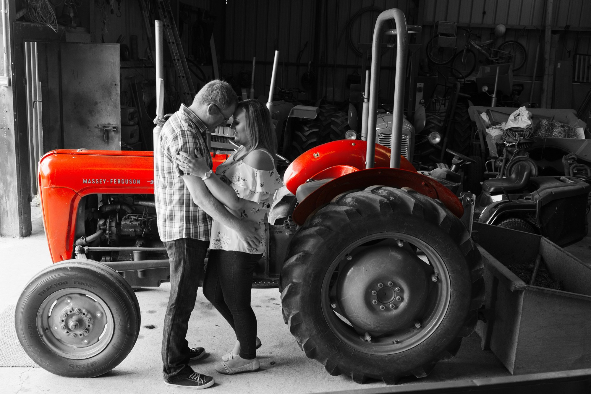 engagement farm couple massey ferguson